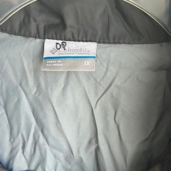 Columbia 100% Nylon Windbreaker Womens Size 1X Black/Gray Hidden Hood - Picture 3 of 12